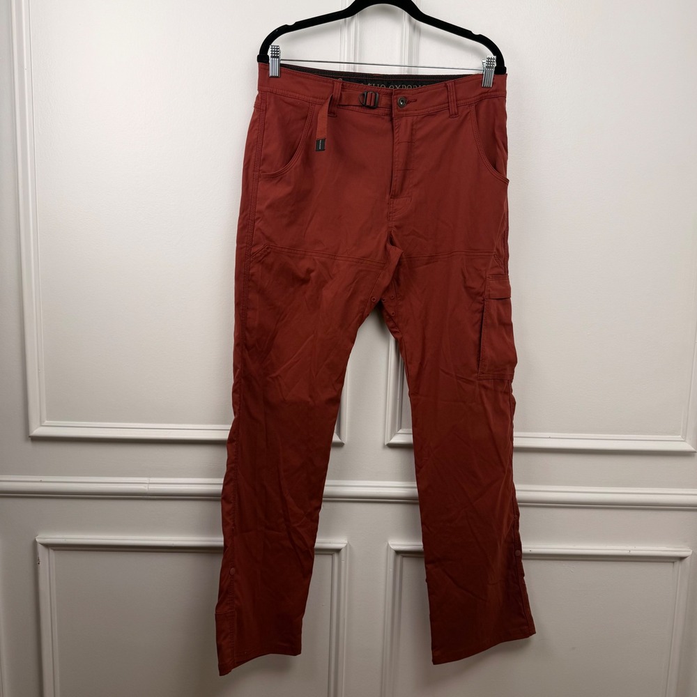 Prana‎ Zion Hiking Pants Mens Med X 32L Rust Orange Stretch Cargo Outdoor